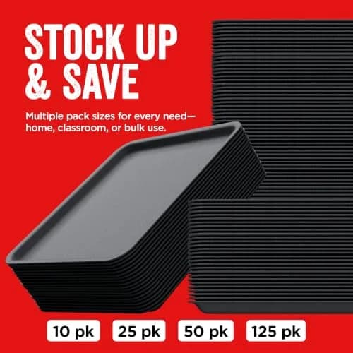 Hygloss Black Foam Trays for Food & Crafts, 9 x 11 Inch | Versatile, Sturdy & Disposable thumbnail 6