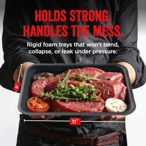 Hygloss Black Foam Trays for Food & Crafts, 9 x 11 Inch | Versatile, Sturdy & Disposable thumbnail 2