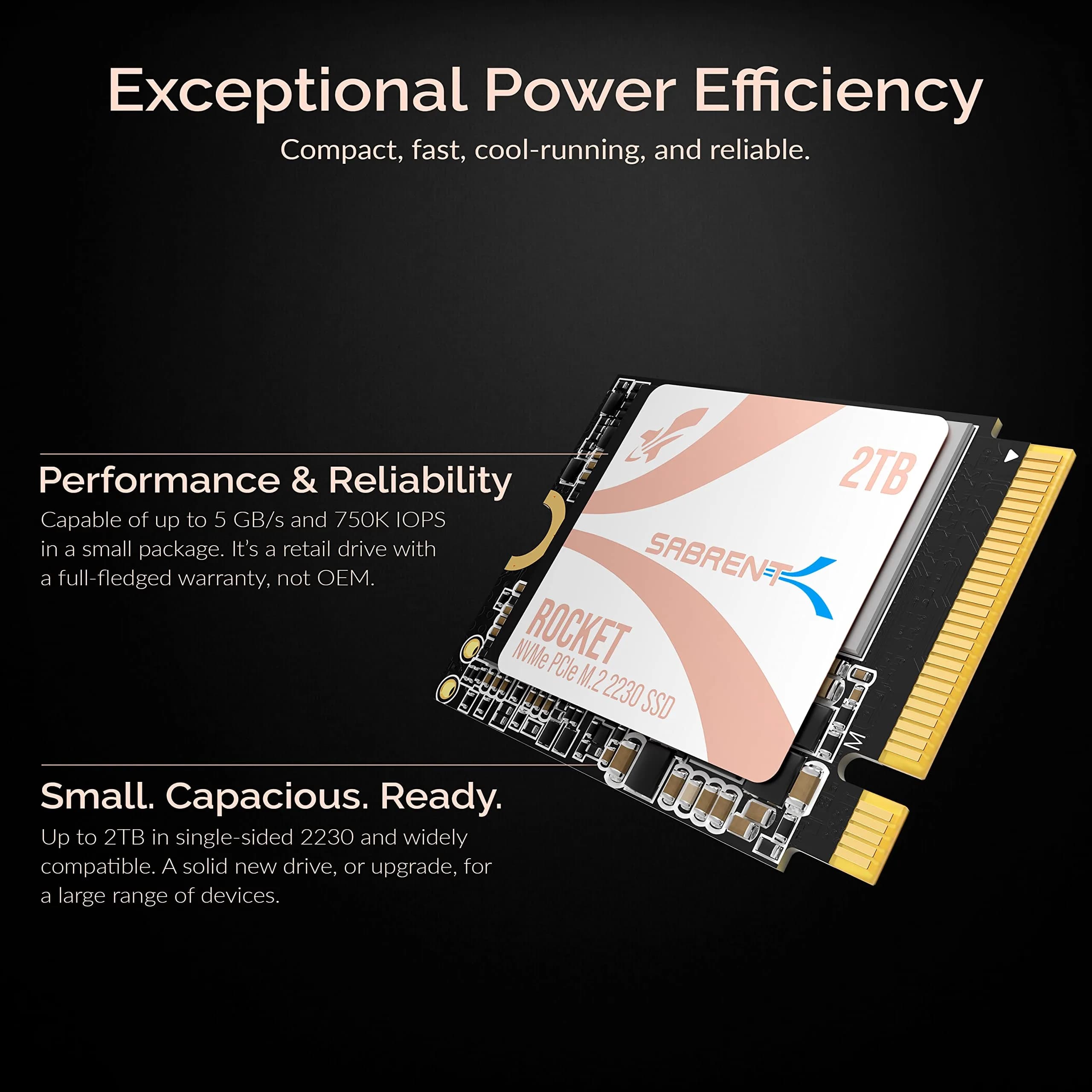SABRENT Rocket Q4 2230 NVMe SSD 2TB (2TB) | PCIe Gen4 Internal SSD for Gaming Handhelds - view 5