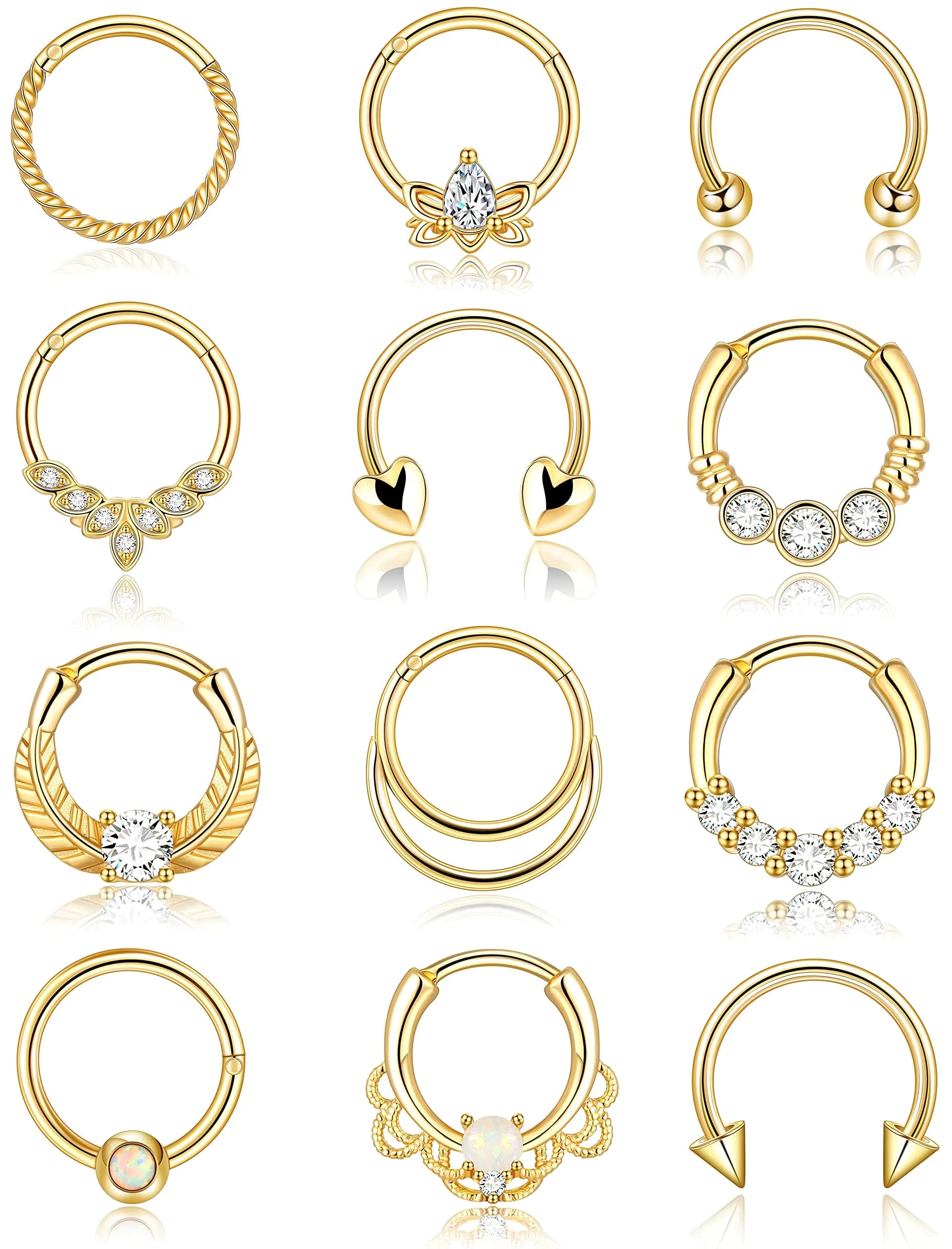 Zankulas Septum Ring 16g Gold Clicker | 12 Styles in One Order - main product image