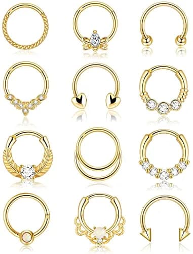 Zankulas Septum Ring 16g Gold Clicker | 12 Styles in One Order thumbnail 1
