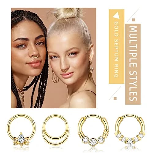 Zankulas Septum Ring 16g Gold Clicker | 12 Styles in One Order thumbnail 3