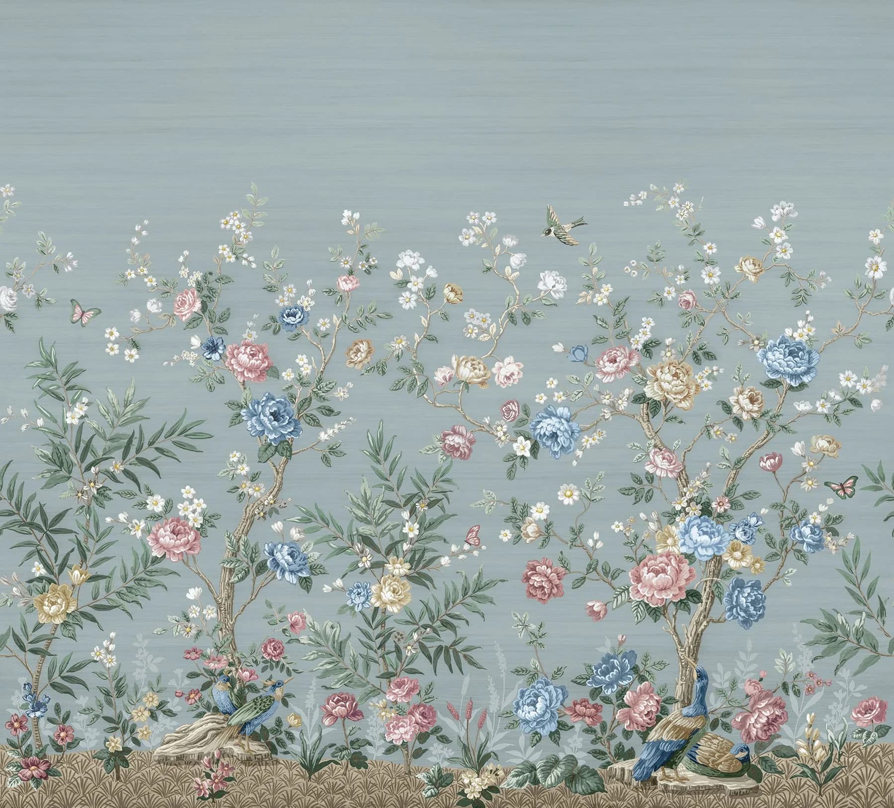 A-Street Prints Winter Chinoiserie Robin's Egg Blue Wall Mural | 11-ft Wide, 5 Panels
