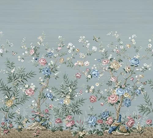A-Street Prints Winter Chinoiserie Robin's Egg Blue Wall Mural | 11-ft Wide, 5 Panels thumbnail 1