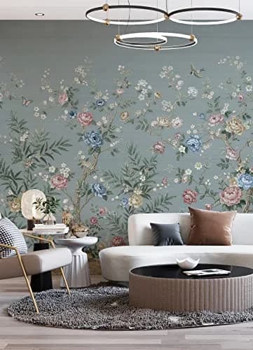 A-Street Prints Winter Chinoiserie Robin's Egg Blue Wall Mural | 11-ft Wide, 5 Panels thumbnail 5