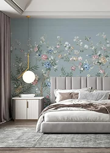 A-Street Prints Winter Chinoiserie Robin's Egg Blue Wall Mural | 11-ft Wide, 5 Panels thumbnail 2