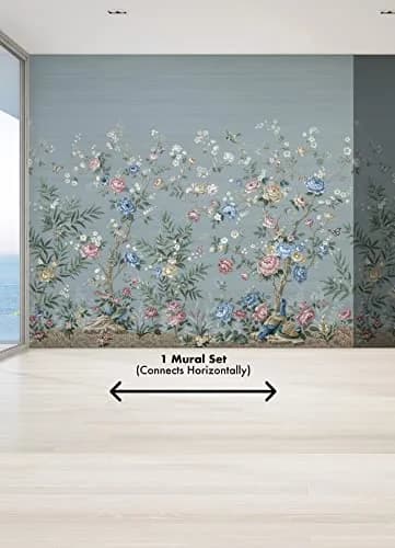 A-Street Prints Winter Chinoiserie Robin's Egg Blue Wall Mural | 11-ft Wide, 5 Panels thumbnail 3