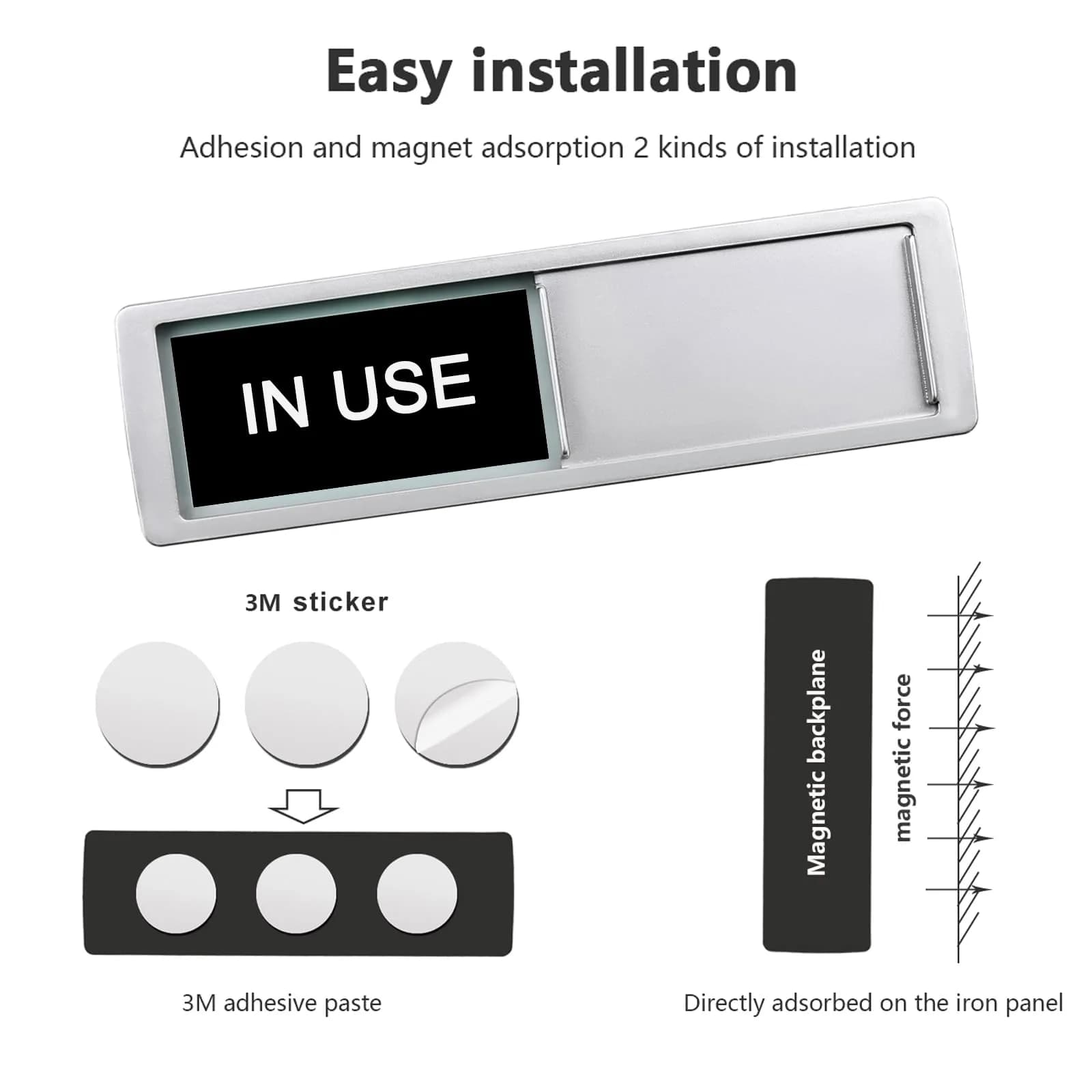 LoYinLo Vacant In Use Slider Sign - Black & White Privacy Indicator for Offices and Homes - view 2