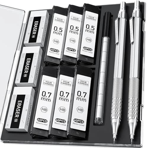 Four Candies Metal Mechanical Pencil Set 0.5mm & 0.7mm (2-Pack) | Smooth Writing Instrument for Students & Professionals - main product image