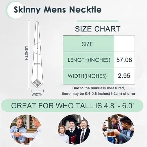 Mantieqingway Skinny Tie for Men, Cotton Linen, Sage Green | 2.95 inch Wide, Formal & Casual thumbnail 3