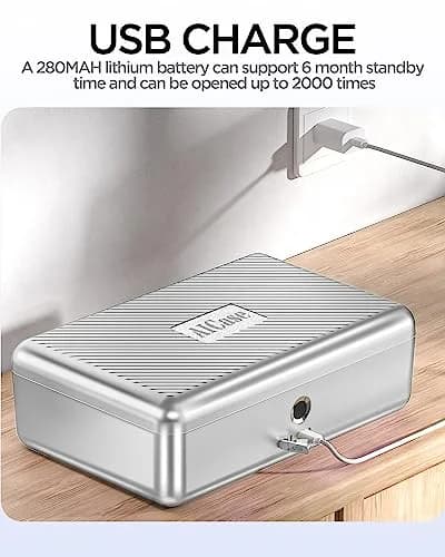 AICase Biometric Fingerprint Storage Box 22.9cm (9 inches) | Quick Access Security Safe thumbnail 5