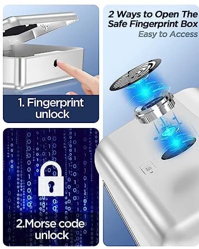 AICase Biometric Fingerprint Storage Box 22.9cm (9 inches) | Quick Access Security Safe thumbnail 3