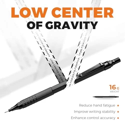 Four Candies Metal Mechanical Pencils Set 0.5mm & 0.7mm (2-Pack, Black) | Smooth Writing & Durable Leads thumbnail 5