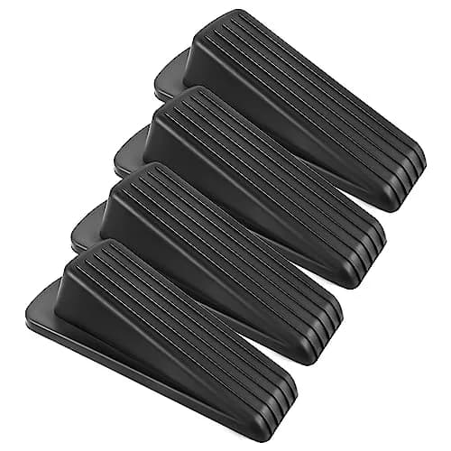 JZWBLILY Black 4 Pack Door Stopper Wedge | Heavy Duty Rubber Floor Stopper for All Surfaces thumbnail 1