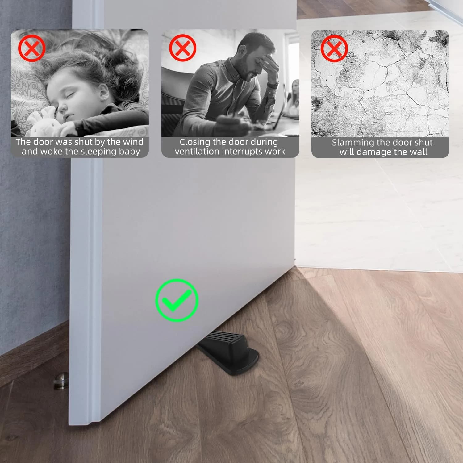 JZWBLILY Black Rubber Door Stoppers for Bottom of Door (4 Pack) | Premium Quality Door Stop - view 6
