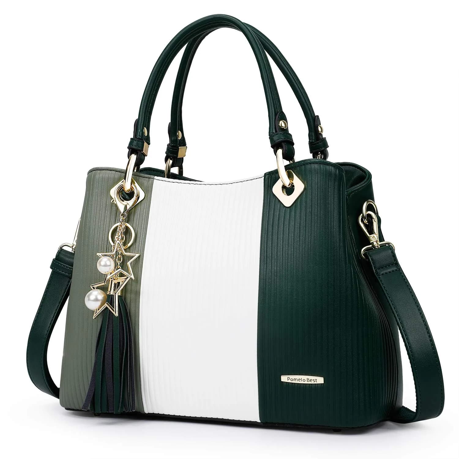 Pomelo Best Women's Top-Handle Satchel Bag 29.2 cm (11.5 in) | Multi-Pocket PU Leather Shoulder Crossbody Bag
