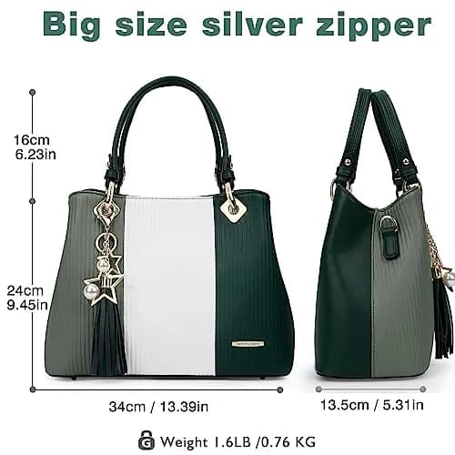 Pomelo Best Women's Top-Handle Satchel Bag 29.2 cm (11.5 in) | Multi-Pocket PU Leather Shoulder Crossbody Bag thumbnail 6