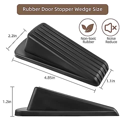 JZWBLILY Black Door Stopper Wedge 2 Pack | Premium Rubber for Heavy Duty Doors thumbnail 2