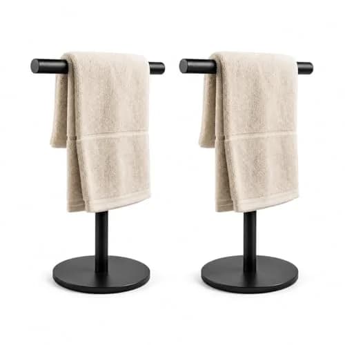 bluebyrne T-Shape Bathroom Hand Towel Holder Stand SUS304 Stainless Steel 2 Pack | Rust-Resistant, Stable & Space-Saving thumbnail 1