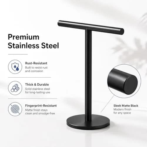 bluebyrne T-Shape Bathroom Hand Towel Holder Stand SUS304 Stainless Steel 2 Pack | Rust-Resistant, Stable & Space-Saving thumbnail 4