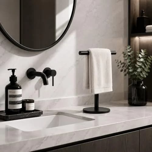 bluebyrne T-Shape Bathroom Hand Towel Holder Stand SUS304 Stainless Steel 2 Pack | Rust-Resistant, Stable & Space-Saving thumbnail 5