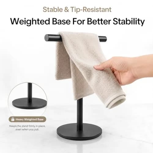 bluebyrne T-Shape Bathroom Hand Towel Holder Stand SUS304 Stainless Steel 2 Pack | Rust-Resistant, Stable & Space-Saving thumbnail 2