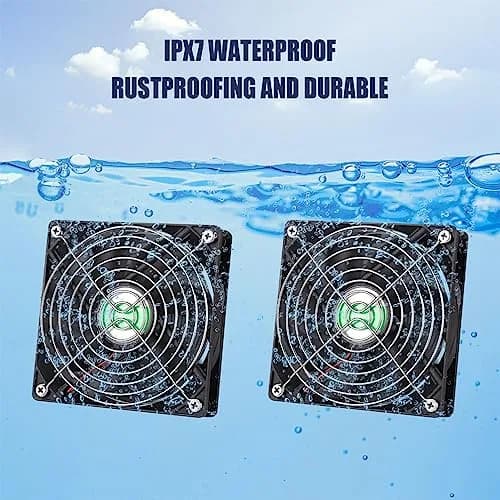 pqins Solar Powered Dual Exhaust Fan Kit 5 Inch (12.7cm) | IP67 Waterproof, 3200 RPM, 13ft Cable thumbnail 5