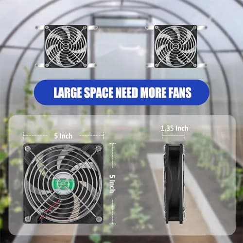 pqins Solar Powered Dual Exhaust Fan Kit 5 Inch (12.7cm) | IP67 Waterproof, 3200 RPM, 13ft Cable thumbnail 7