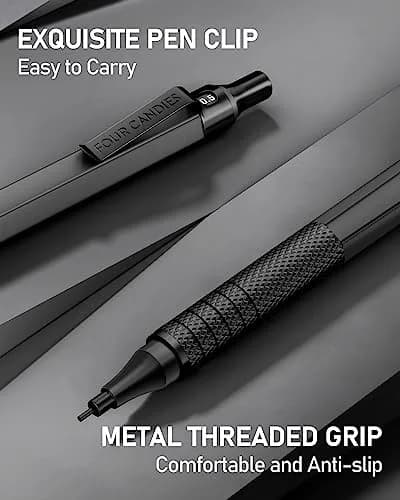 Four Candies Metal Mechanical Pencil Set 0.5mm & 0.7mm | Smooth Writing, Anti-Skid Grip, 360 Lead Refills thumbnail 8