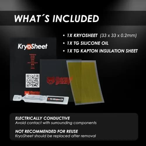 Thermal Grizzly KryoSheet (33x33x0.2mm) – High Thermal Conductivity thumbnail 8