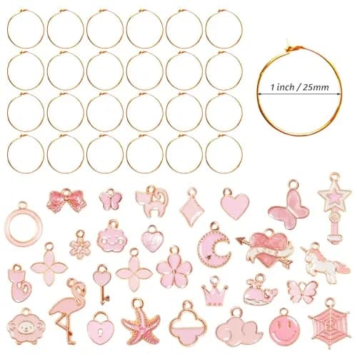 Macepason Pink Charm Glass Charms & Markers for Wine Glasses (30-Pack) | Differentiate Drinks at Parties thumbnail 2