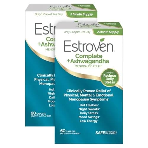 Estroven Complete + Ashwagandha Menopause Relief Caplets | Supports Hot Flashes & Night Sweats in Women - 4 Month Supply thumbnail 1