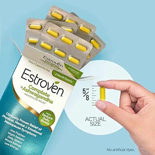 Estroven Complete + Ashwagandha Menopause Relief Caplets | Supports Hot Flashes & Night Sweats in Women - 4 Month Supply thumbnail 3