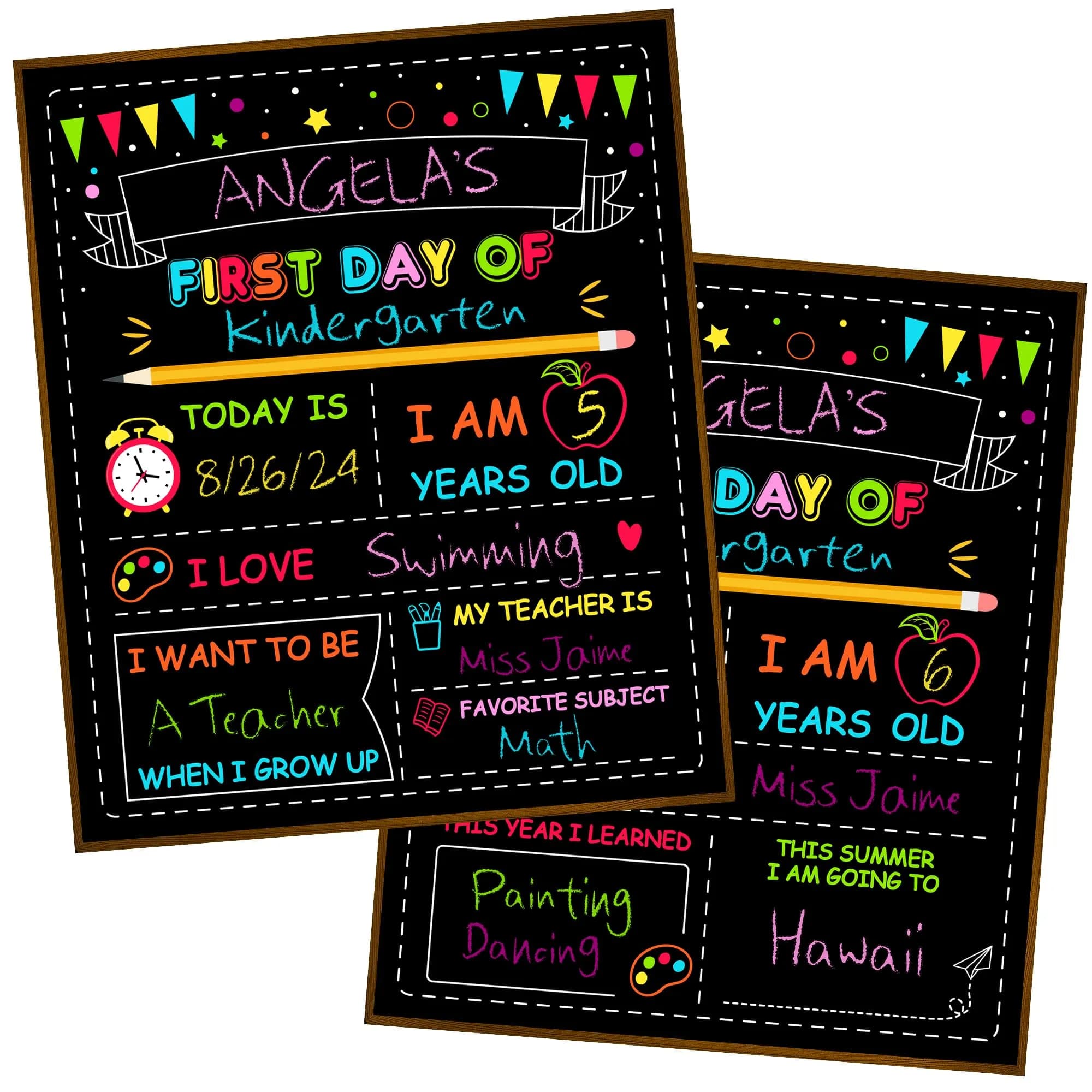Melisheer Double-Sided First Day of School Board 30.48cm (12"H x 10"W) | Reusable Chalkboard for Kids' Milestones — Black