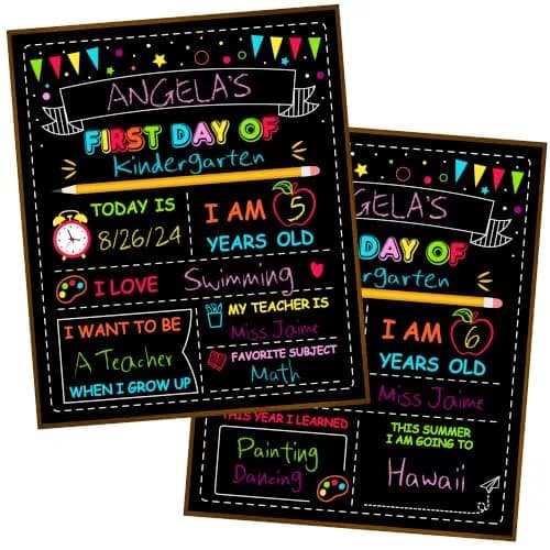 Melisheer Double-Sided First Day of School Board 30.48cm (12"H x 10"W) | Reusable Chalkboard for Kids' Milestones thumbnail 1