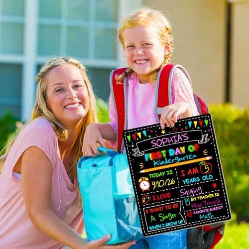 Melisheer Double-Sided First Day of School Board 30.48cm (12"H x 10"W) | Reusable Chalkboard for Kids' Milestones thumbnail 6
