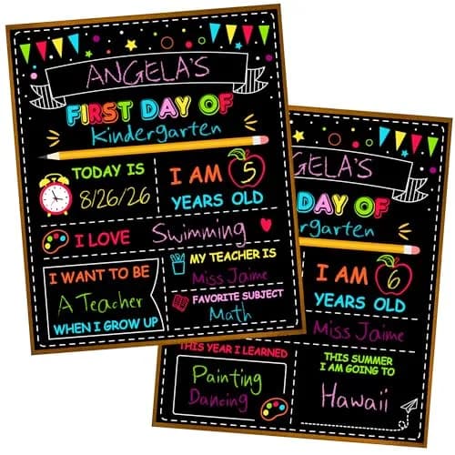 Melisheer Double-Sided First Day of School Board 30.48cm (12"H x 10"W) | Reusable Chalkboard for Kids' Milestones thumbnail 8