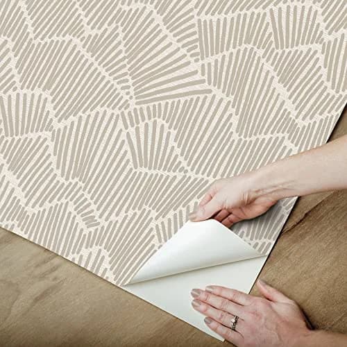 NuWallpaper Egypt Sherrod 216-in x 20.5-in Beige Ridge & Valley Peel & Stick Wallpaper | Modern Geometric Design thumbnail 4