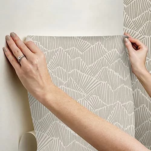 NuWallpaper Egypt Sherrod 216-in x 20.5-in Beige Ridge & Valley Peel & Stick Wallpaper | Modern Geometric Design thumbnail 5