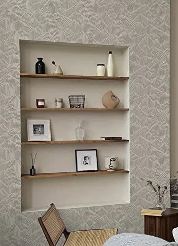NuWallpaper Egypt Sherrod 216-in x 20.5-in Beige Ridge & Valley Peel & Stick Wallpaper | Modern Geometric Design thumbnail 2