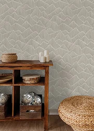 NuWallpaper Egypt Sherrod 216-in x 20.5-in Beige Ridge & Valley Peel & Stick Wallpaper | Modern Geometric Design thumbnail 3