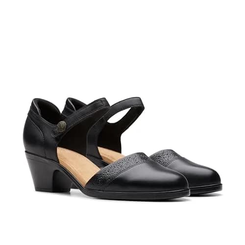 Clarks Collection Emily 2 Ketra Black Leather Pump 55mm (2.2 inch) Heel | Ultimate Comfort Foam Footbed thumbnail 5