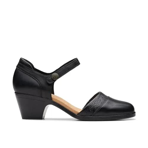Clarks Collection Emily 2 Ketra Black Leather Pump 55mm (2.2 inch) Heel | Ultimate Comfort Foam Footbed thumbnail 2