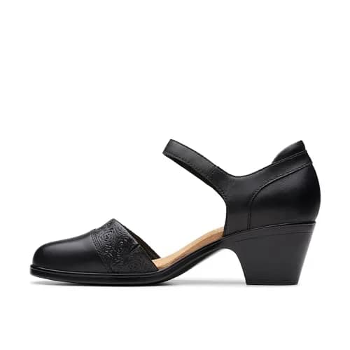 Clarks Collection Emily 2 Ketra Black Leather Pump 55mm (2.2 inch) Heel | Ultimate Comfort Foam Footbed thumbnail 3