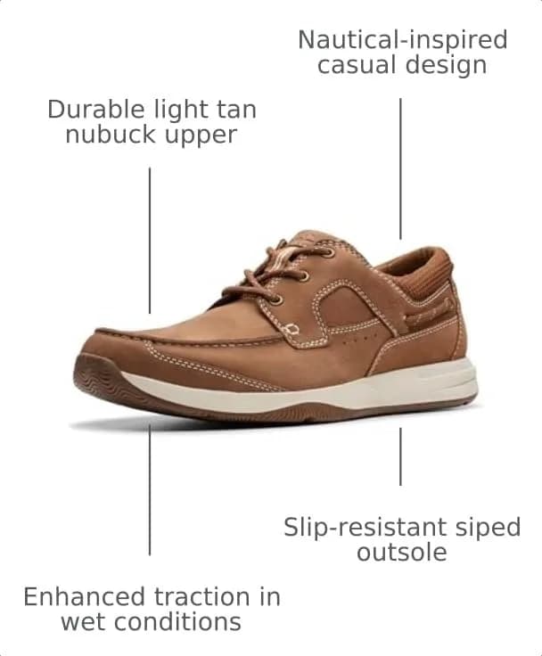 Clarks Collection Men's Sailview Lace Boat Shoe Light Tan Nubuck 24.1 cm (9.5 in) | Nautical Comfort for Indian Summers thumbnail 4