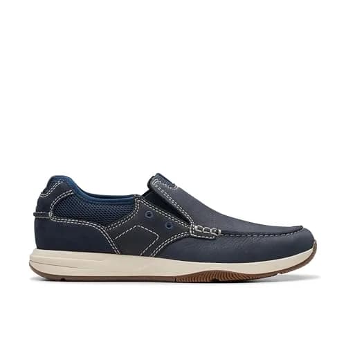 Clarks Sailview Step Navy Nubuck Leather Shoes | Slip-On Casual Loafers for Men thumbnail 2