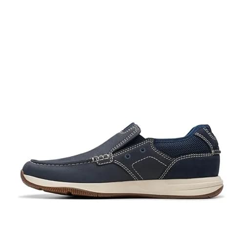 Clarks Sailview Step Navy Nubuck Leather Shoes | Slip-On Casual Loafers for Men thumbnail 3