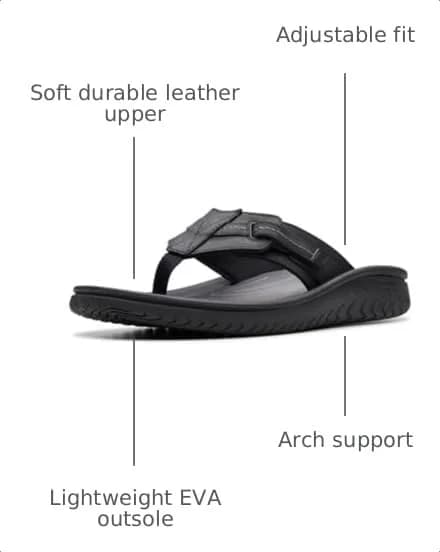 Clarks Wesley Sun Flip-Flop 7 Medium US | Soft Leather, Impact-Absorbing EVA thumbnail 3