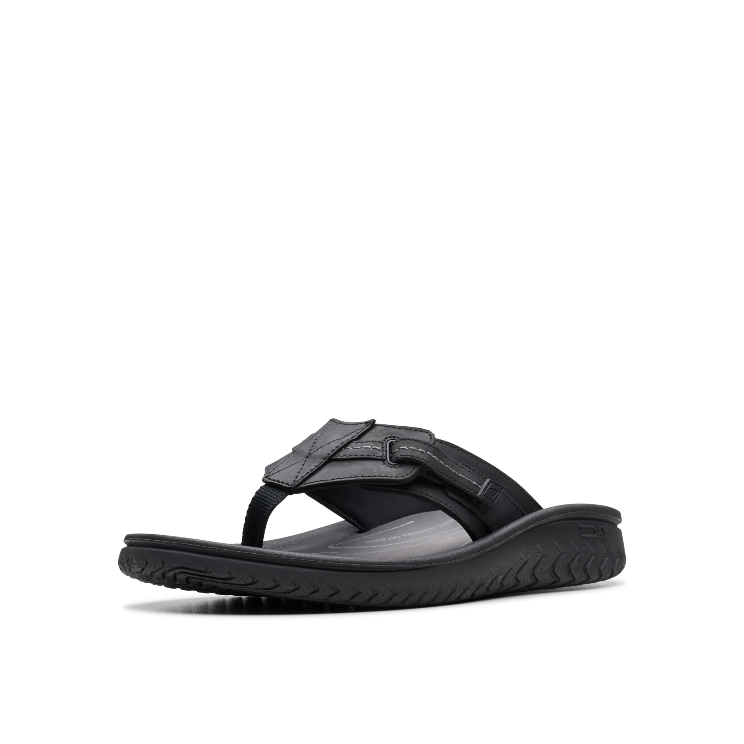 Clarks Collection Wesley Sun Flip-Flop Beeswax Leather 14 Medium US (400g / 14oz) — Black Leather / 7