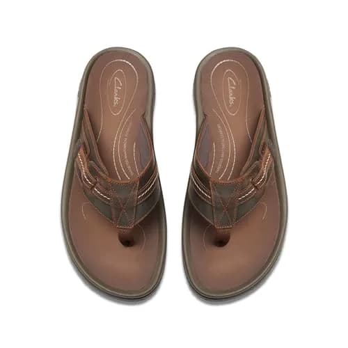 Clarks Collection Men's Wesley Sun Flip-Flop Beeswax Leather 27.5 cm (10 US Medium) | Classic Leather Flip-Flop for Everyday Wear thumbnail 9